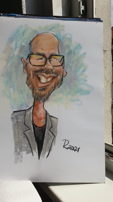 Künstler mieten Berlin Karikatur in Pastellfarben