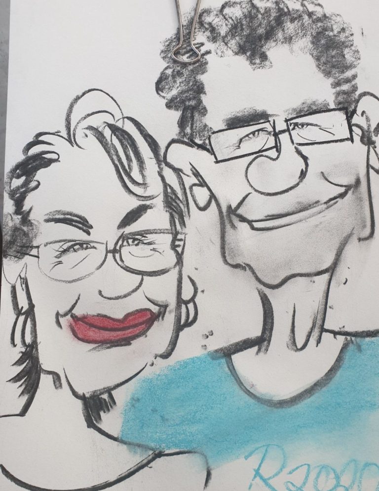 Live Karikaturen mit Kohlestifte Pastellfarben